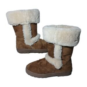 Style & Co Witty Winter Boots Womens 8 Chestnut Tan Suede Faux Fur Booties #1428